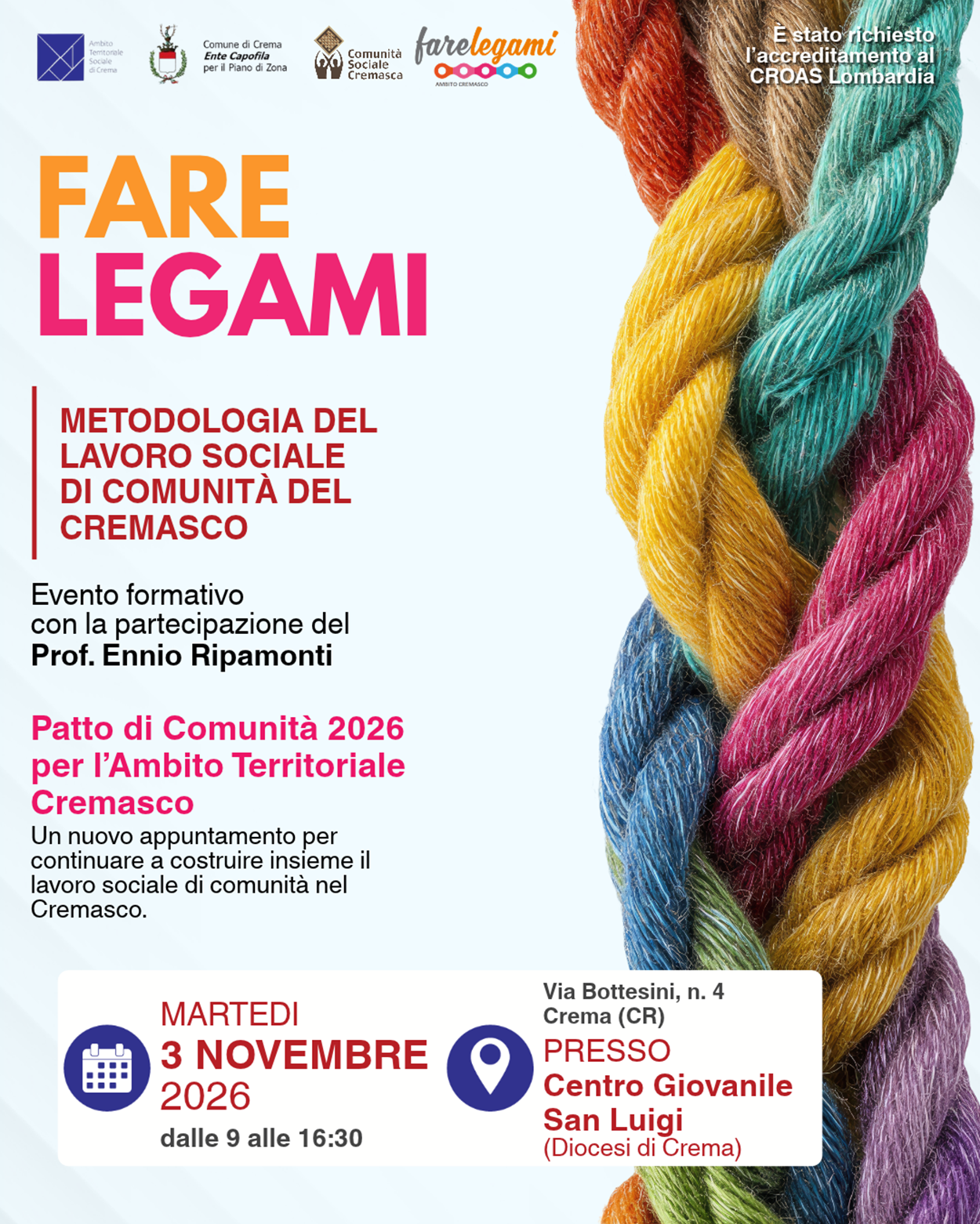 EVENTO FARE LEGAMI 3 NOVEMBRE 2026 EVENTO FARE LEGAMI 3 NOVEMBRE 2026